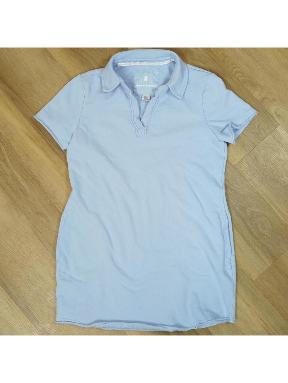 Tommy Bahama Light Blue Short‎ Sleeve Polo Terry Cloth Tennis Dress, sporty prep
